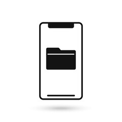 Mobile phone flat design icon with file symbol