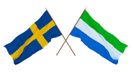 Background for designers, illustrators. National Independence Day. Flags Sweden and Sierra-leone