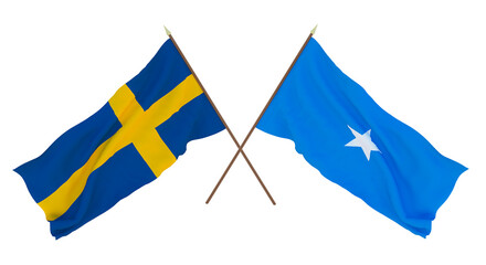 Background for designers, illustrators. National Independence Day. Flags Sweden and Somalia