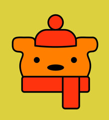 cartoon kawaii bear avatar wearing hat and scarf