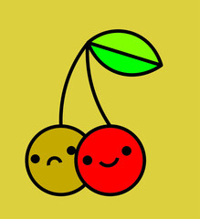 kawaii cherry berries, vector illustration