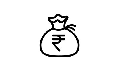 money bag icon vector isolated on white background, Cash transparent sign , thin line design elements in outline style 