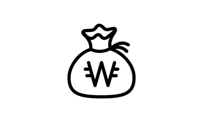 money bag icon vector isolated on white background, Cash transparent sign , thin line design elements in outline style 