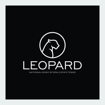 leopard line company logo. wild animal logo with minimalist concept