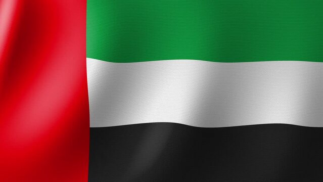 Flag of United Arab Emirates Flutters in the Wind. Seamless Animation 3D