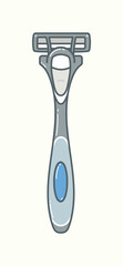 Cute simple blue green disposable razor with different angle in vector flat illustration art design