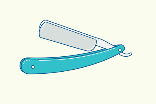 Grey and green traditional shaver barber blade razor in simple flat vector illustration art desgin