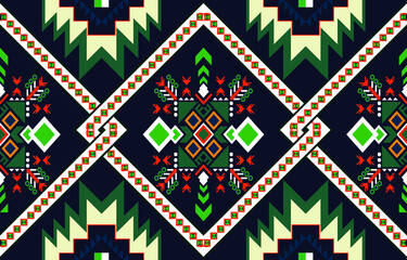 Geometric ethnic oriental pattern traditional Design for background,carpet,wallpaper,clothing,wrapping,Batik,fabric,Vector illustration embroidery style.