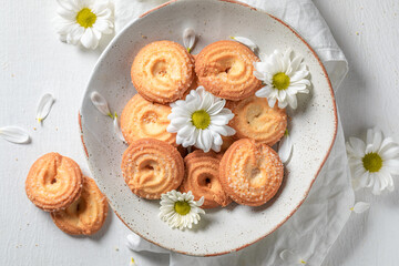 Delicious and sweet danish cookies as crunchy snack.