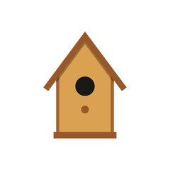 Wooden bird house icon. Vector illustration.