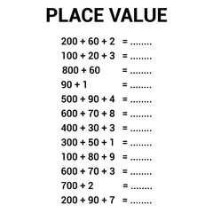place value worksheets. build a 3 digit number from the parts