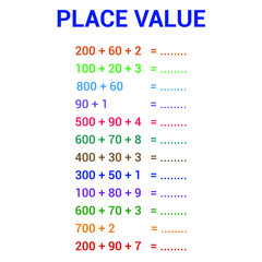 place value worksheets. build a 3 digit number from the parts