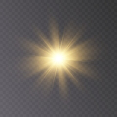 Bright light effect. Star Sun Illumination for vector illustration. Shiny sun effect. Vector