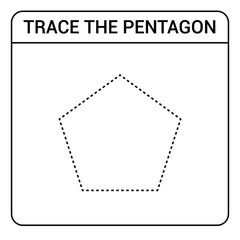 trace the pentagon worksheet preschool. Kindergartens educational game for kids