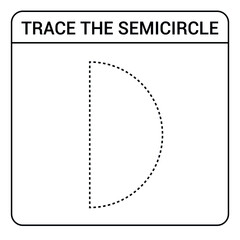 trace the semicircle worksheet preschool. Kindergartens educational game for kids