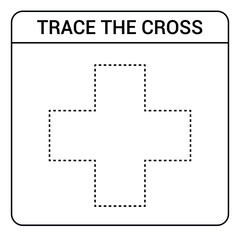 trace the cross worksheet preschool. Kindergartens educational game for kids