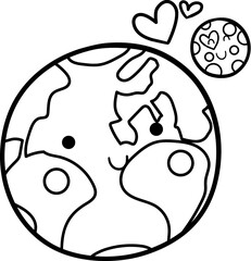 Planet Earth and the  moon