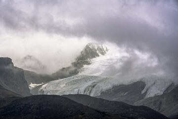 View of glacier before they're all gone in the near future. Columbia Icefield glacier in Jasper, AB, Canada
