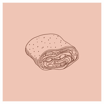 brown roll food on pink background clip art preview