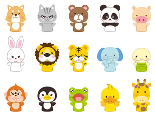 様々な動物のパペット人形