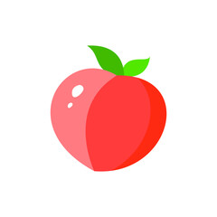Peach nectarine fruit vector color icon. EPS 10. Tropical fruits illustration. Vegetarian menu. Vegan, healthy food. Can be used for topics like freshness, detox, nutrition, restaurant, market.