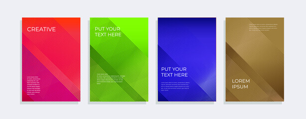 Set of minimal covers design. Colorful gradient vector background. Modern template design for cover or web