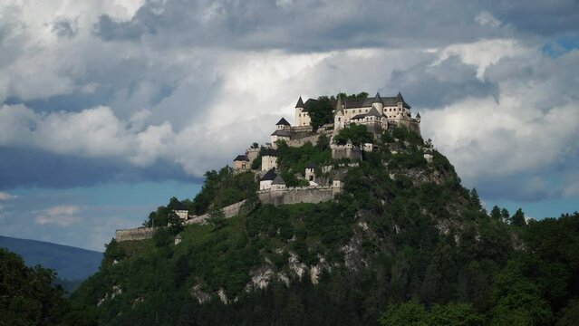 Fine view of Hochosterwitz Castle, one of Austria's most impressive medieval castles dating back to the 9th centtury and being one of the landmarks of Carinthia.