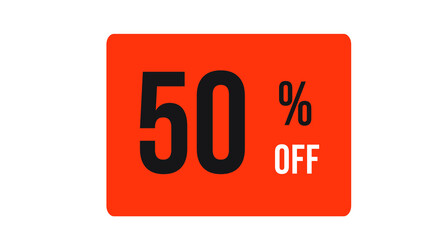 Fifty percent off orange stamp text on white background