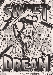 Sweet ice cream monochrome flyer