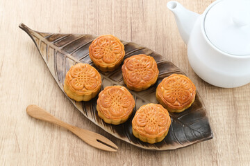 Moon Cake, traditional Chinese snack popular during the mid-autumn festival. 

