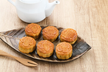 Moon Cake, traditional Chinese snack popular during the mid-autumn festival. 
