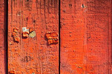 Red wooden wall. Mahogany texture. Bright paint.