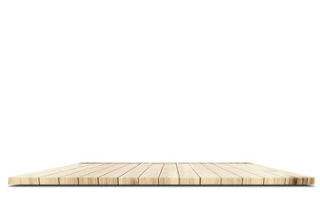 Top of wood balcony table with seascape white background