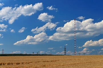 A tall mast in the countryside. Meteorological Research Station. Dukovany - Czech Republic.