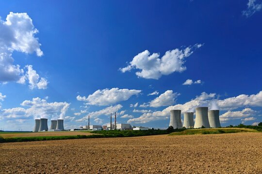 Nuclear power plant. Concept for industry and technology - energy crisis. Increasing energy prices - Russia's war on Ukraine. Dukovany - Czech Republic.