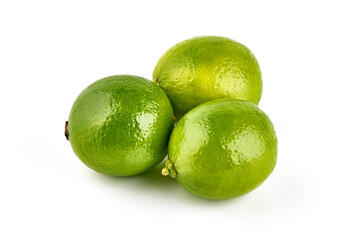 Fresh Lime with slice, isolated on white background.