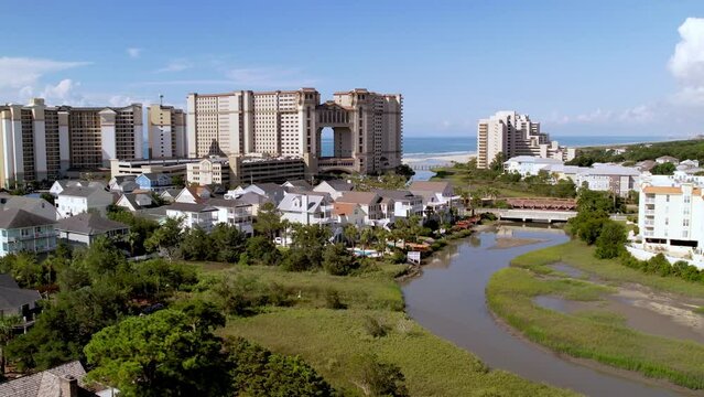 aerial orbit of new development in north myrtle beach sc, south carolina