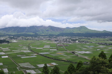 terraced rice field of Mt..ASO in Japan,Kumamoto