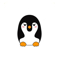 Cute penguin icon in flat style. Cold winter symbol. Antarctic bird, animal illustration.