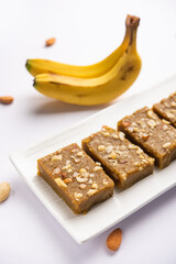 Banana Burfi or pakke kele ki barfi is a delicious Indian dessert made during festivals and special occasions