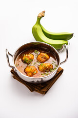 Banana Kofta curry also known as Kachche Kele Ke Kofte in India