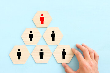 business concept image of blocks with people icons ,human resources and management concept