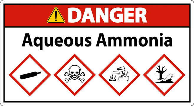Danger Aqueous Ammonia GHS Sign On White Background