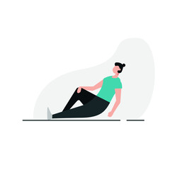 A girl laying down to relax. a girl doing a yoga pose. a woman exercising. Vector illustration