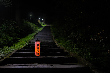 山形県の出羽三山神社(羽黒山)のライトアップ