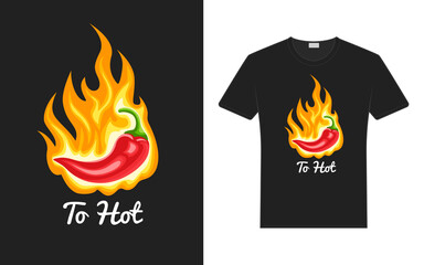 Chilli pepper in fire. Red hot chili.  Print on T-shirts, card, poster and souvenirs. Global swatches vector illustration.