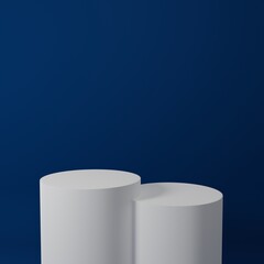 Product Stand in blue room ,Studio Scene For Product ,minimal design,3D rendering	

