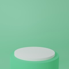 Product Stand in green room ,Studio Scene For Product ,minimal design,3D rendering	
