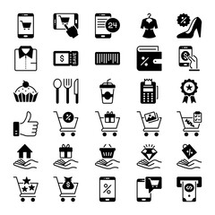 Glyph icons for shopping and e-Commerce.