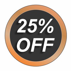 5% twenty five percent discount off, black, circle, golden, number, offer, promotion